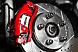 KC7175 2-Wheel Set Front Brake Kit With Calipers, Cross-drilled and Slotted 5 Lugs 339.8 mm Red Powdercoat Caliper, Carbon Fiber Ceramic, Includes (1) Disc and Pad Kit and (1) Caliper