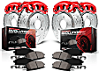 KC7939 2-Wheel Set Front and Rear Brake Kit With Calipers, Cross-drilled and Slotted 5 Lugs Red Powdercoat Caliper, Carbon Fiber Ceramic, Includes (2) Disc and Pad Kit and (2) Caliper