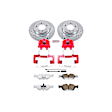 KC867-26 Front Brake Disc and Caliper Kit, Red Powdercoat Caliper, Carbon Fiber Ceramic, 5 Lugs, Z26 Street Warrior Carbon-Fiber Ceramic Series