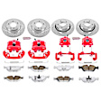 KC871-26 Front and Rear Brake Disc and Caliper Kit, Red Powdercoat Caliper, Carbon Fiber Ceramic, 5 Lugs, Z26 Street Warrior Carbon-Fiber Ceramic Series
