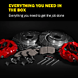 KC871 Front and Rear Brake Disc and Caliper Kit, Red Powdercoat Caliper, Carbon Fiber Ceramic, 5 Lugs, Z23 Evolution Sport Series