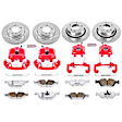 KC873-26 Front and Rear Brake Disc and Caliper Kit, Red Powdercoat Caliper, Carbon Fiber Ceramic, 5 Lugs, Z26 Street Warrior Carbon-Fiber Ceramic Series