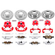 KC874-26 Front and Rear Brake Disc and Caliper Kit, Red Powdercoat Caliper, Carbon Fiber Ceramic, 5 Lugs, Z26 Street Warrior Carbon-Fiber Ceramic Series