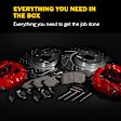 KC874 Front and Rear Brake Disc and Caliper Kit, Red Powdercoat Caliper, Carbon Fiber Ceramic, 5 Lugs, Z23 Evolution Sport Series