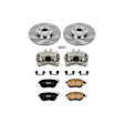 KCOE116A 2-Wheel Set Front Brake Kit With Calipers, Plain Surface 5 Lugs 319.5 mm Natural Caliper, Ceramic, Z17 OE Replacement, Includes (1) Brake Disc and Pad Kit and (2) Brake Caliper