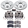 KCOE1215 2-Wheel Set Front Brake Kit With Calipers, Plain Surface 4 Lugs 256 mm Natural Caliper, Ceramic, Z17 OE Replacement, Includes (1) Brake Disc and Pad Kit and (2) Brake Caliper