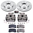 KCOE1215 2-Wheel Set Front Brake Kit With Calipers, Plain Surface 4 Lugs 256 mm Natural Caliper, Ceramic, Z17 OE Replacement, Includes (1) Brake Disc and Pad Kit and (2) Brake Caliper