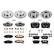 KCOE1240A 2-Wheel Set Front and Rear Brake Kit With Calipers, Plain Surface 4 Lugs 259 mm Natural Caliper, Ceramic, Z17 OE Replacement, Includes (2) Brake Disc and Pad Kit and (4) Brake Caliper