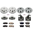 KCOE1240B 2-Wheel Set Front and Rear Brake Kit With Calipers, Plain Surface 4 Lugs 259 mm Natural Caliper, Ceramic, Z17 OE Replacement, Includes (2) Brake Disc and Pad Kit and (4) Brake Caliper