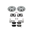 KCOE1243 2-Wheel Set Rear Brake Kit With Calipers, Plain Surface 5 Lugs 259 mm Natural Caliper, Ceramic, Z17 OE Replacement, Includes (1) Brake Disc and Pad Kit and (2) Brake Caliper