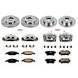KCOE1302 2-Wheel Set Front and Rear Brake Kit With Calipers, Plain Surface 5 Lugs 267 mm Natural Caliper, Ceramic, Z17 OE Replacement, Includes (2) Brake Disc and Pad Kit and (4) Brake Caliper