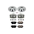 KCOE1303 2-Wheel Set Rear Brake Kit With Calipers, Plain Surface 5 Lugs 267 mm Natural Caliper, Ceramic, Z17 OE Replacement, Includes (1) Brake Disc and Pad Kit and (2) Brake Caliper