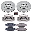 KCOE1364 2-Wheel Set Front Brake Kit With Calipers, Plain Surface 5 Lugs 305.1 mm Natural Caliper, Ceramic, Z17 OE Replacement, Includes (1) Brake Disc and Pad Kit and (2) Brake Caliper