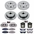 KCOE1365 2-Wheel Set Front and Rear Brake Kit With Calipers, Plain Surface 5 Lugs 294.9 mm Natural Caliper, Ceramic, Z17 OE Replacement, Includes (2) Brake Disc and Pad Kit and (4) Brake Caliper