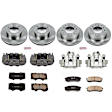 KCOE138 2-Wheel Set Front and Rear Brake Kit With Calipers, Plain Surface 6 Lugs 312 mm Natural Caliper, Ceramic, Z17 OE Replacement, Includes (2) Brake Disc and Pad Kit and (4) Brake Caliper