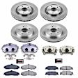 KCOE1418B 2-Wheel Set Front and Rear Brake Kit With Calipers, Plain Surface 5 Lugs 305 mm Natural Caliper, Ceramic, Z17 OE Replacement, Includes (2) Brake Disc and Pad Kit and (4) Brake Caliper