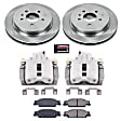 KCOE1425 2-Wheel Set Rear Brake Kit With Calipers, Plain Surface 5 Lugs 298 mm Natural Caliper, Ceramic, Z17 OE Replacement, Includes (1) Brake Disc and Pad Kit and (2) Brake Caliper