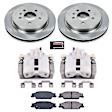 KCOE1425 2-Wheel Set Rear Brake Kit With Calipers, Plain Surface 5 Lugs 298 mm Natural Caliper, Ceramic, Z17 OE Replacement, Includes (1) Brake Disc and Pad Kit and (2) Brake Caliper