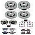 KCOE1434 2-Wheel Set Front and Rear Brake Kit With Calipers, Plain Surface 5 Lugs 277.8 mm Natural Caliper, Ceramic, Z17 OE Replacement, Includes (2) Brake Disc and Pad Kit and (4) Brake Caliper