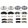 KCOE1438 2-Wheel Set Front and Rear Brake Kit With Calipers, Plain Surface 5 Lugs 278 mm Natural Caliper, Ceramic, Z17 OE Replacement, Includes (2) Brake Disc and Pad Kit and (4) Brake Caliper
