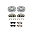 KCOE1453 2-Wheel Set Front Brake Kit With Calipers, Plain Surface 6 Lugs Natural Caliper, Ceramic, Z17 OE Replacement, Includes (1) Brake Disc and Pad Kit and (2) Brake Caliper