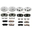 KCOE1544 2-Wheel Set Front and Rear Brake Kit With Calipers, Plain Surface 5 Lugs 278 mm Natural Caliper, Ceramic, Z17 OE Replacement, Includes (2) Brake Disc and Pad Kit and (4) Brake Caliper