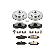 KCOE1551 2-Wheel Set Front Brake Kit With Calipers, Plain Surface 5 Lugs 278 mm Natural Caliper, Ceramic, Z17 OE Replacement, Includes (1) Brake Disc and Pad Kit and (2) Brake Caliper
