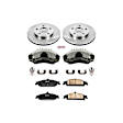 KCOE1551 2-Wheel Set Front Brake Kit With Calipers, Plain Surface 5 Lugs 278 mm Natural Caliper, Ceramic, Z17 OE Replacement, Includes (1) Brake Disc and Pad Kit and (2) Brake Caliper