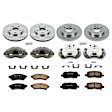 KCOE1589 2-Wheel Set Front and Rear Brake Kit With Calipers, Plain Surface 5 Lugs 270 mm Natural Caliper, Ceramic, Z17 OE Replacement, Includes (2) Brake Disc and Pad Kit and (4) Brake Caliper