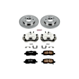 KCOE1602 2-Wheel Set Rear Brake Kit With Calipers, Plain Surface 5 Lugs 270 mm Natural Caliper, Ceramic, Z17 OE Replacement, Includes (1) Brake Disc and Pad Kit and (2) Brake Caliper