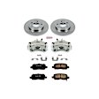 KCOE1602A 2-Wheel Set Rear Brake Kit With Calipers, Plain Surface 5 Lugs 270 mm Natural Caliper, Ceramic, Z17 OE Replacement, Includes (1) Brake Disc and Pad Kit and (2) Brake Caliper