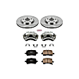KCOE1610A 2-Wheel Set Front Brake Kit With Calipers, Plain Surface 5 Lugs 295.8 mm Natural Caliper, Ceramic, Z17 OE Replacement, Includes (1) Brake Disc and Pad Kit and (2) Brake Caliper