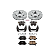 KCOE1617 2-Wheel Set Front Brake Kit With Calipers, Plain Surface 5 Lugs 276.2 mm Natural Caliper, Ceramic, OE Replacement, Includes (1) Brake Disc and Pad Kit and (2) Brake Caliper