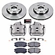 KCOE165B 2-Wheel Set Front Brake Kit With Calipers, Plain Surface 5 Lugs 279.7 mm Natural Caliper, Ceramic, Z17 OE Replacement, Includes (1) Brake Disc and Pad Kit and (2) Brake Caliper