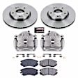KCOE165B 2-Wheel Set Front Brake Kit With Calipers, Plain Surface 5 Lugs 279.7 mm Natural Caliper, Ceramic, Z17 OE Replacement, Includes (1) Brake Disc and Pad Kit and (2) Brake Caliper