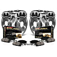 KCOE1685 2-Wheel Set Front and Rear Brake Kit With Calipers, Plain Surface 5 Lugs 270 mm Natural Caliper, Ceramic, Z17 OE Replacement, Includes (2) Brake Disc and Pad Kit and (4) Brake Caliper