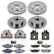 KCOE1685 2-Wheel Set Front and Rear Brake Kit With Calipers, Plain Surface 5 Lugs 270 mm Natural Caliper, Ceramic, Z17 OE Replacement, Includes (2) Brake Disc and Pad Kit and (4) Brake Caliper