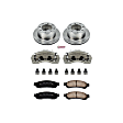 KCOE1799 2-Wheel Set Rear Brake Kit With Calipers, Plain Surface 8 Lugs 340 mm Natural Caliper, Ceramic, Z17 OE Replacement, Includes (1) Brake Disc and Pad Kit and (2) Brake Caliper