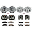 KCOE1855 2-Wheel Set Front and Rear Brake Kit With Calipers, Plain Surface 5 Lugs 285 mm Natural Caliper, Ceramic, Z17 OE Replacement, Includes (2) Brake Disc and Pad Kit and (4) Brake Caliper