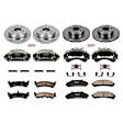 KCOE1864 2-Wheel Set Front and Rear Brake Kit With Calipers, Plain Surface 5 Lugs 308 mm Natural Caliper, Ceramic, RWD, Z17 OE Replacement, Includes (2) Brake Disc and Pad Kit and (4) Brake Caliper