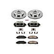KCOE1866 2-Wheel Set Front Brake Kit With Calipers, Plain Surface 5 Lugs 308 mm Natural Caliper, Ceramic, 4WD, Z17 OE Replacement, Includes (1) Brake Disc and Pad Kit and (2) Brake Caliper