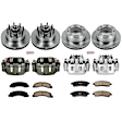 KCOE1892 2-Wheel Set Front and Rear Brake Kit With Calipers, Plain Surface 8 Lugs 326 mm Natural Caliper, Ceramic, RWD, Z17 OE Replacement, Includes (2) Brake Disc and Pad Kit and (4) Brake Caliper