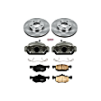 KCOE1930 2-Wheel Set Front Brake Kit With Calipers, Plain Surface 5 Lugs 277.9 mm Natural Caliper, Ceramic, Z17 OE Replacement, Includes (1) Brake Disc and Pad Kit and (2) Brake Caliper