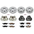 KCOE1934 2-Wheel Set Front and Rear Brake Kit With Calipers, Plain Surface 6 Lugs 329 mm Natural Caliper, Ceramic, Z17 OE Replacement, Includes (2) Brake Disc and Pad Kit and (4) Brake Caliper