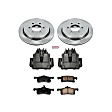 KCOE1935 2-Wheel Set Rear Brake Kit With Calipers, Plain Surface 6 Lugs 342 mm Natural Caliper, Ceramic, Z17 OE Replacement, Includes (1) Brake Disc and Pad Kit and (2) Brake Caliper