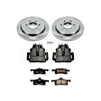 KCOE1935 2-Wheel Set Rear Brake Kit With Calipers, Plain Surface 6 Lugs 342 mm Natural Caliper, Ceramic, Z17 OE Replacement, Includes (1) Brake Disc and Pad Kit and (2) Brake Caliper