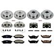KCOE1944 2-Wheel Set Front and Rear Brake Kit With Calipers, Plain Surface 6 Lugs 329.5 mm Natural Caliper, Ceramic, 4WD, Z17 OE Replacement, Includes (2) Brake Disc and Pad Kit and (4) Brake Caliper
