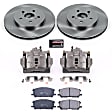 KCOE196 2-Wheel Set Front Brake Kit With Calipers, Plain Surface 5 Lugs 319 mm Natural Caliper, Ceramic, Z17 OE Replacement, Includes (1) Brake Disc and Pad Kit and (2) Brake Caliper