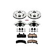 KCOE1970 2-Wheel Set Front Brake Kit With Calipers, Plain Surface 6 Lugs 295 mm Natural Caliper, Ceramic, OE Replacement, Includes (1) Brake Disc and Pad Kit and (2) Brake Caliper