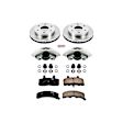 KCOE1970 2-Wheel Set Front Brake Kit With Calipers, Plain Surface 6 Lugs 295 mm Natural Caliper, Ceramic, OE Replacement, Includes (1) Brake Disc and Pad Kit and (2) Brake Caliper